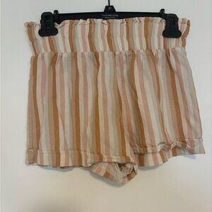 Forever 21 High Waist Striped Shorts - Tan and White